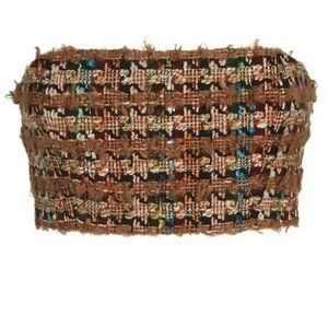 Ronny Kobo Lola Boucle Bandeau Crop Top Brown Blue Multi Tweed